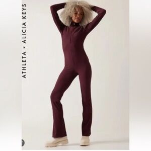 NWT! Athleta x ALICIA KEYS Maroon Goddess Bodysuit Jumpsuit 450639 🔥